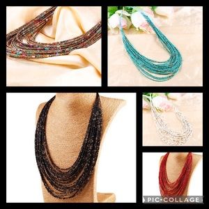 Multi Layer Seed Bead Necklace Various Colors